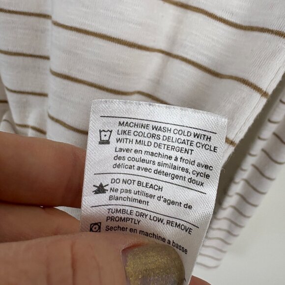 Vince Off White & Brown Reverse Stripe Long Sleeve Cotton Fisherman Nautical - Picture 7 of 10